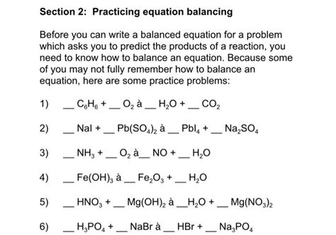 Chemfiesta Section 2 Practicing Equation Balancing Answers Kindle Editon