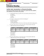 Chemical Bonding Section 1 Quiz Answers Reader