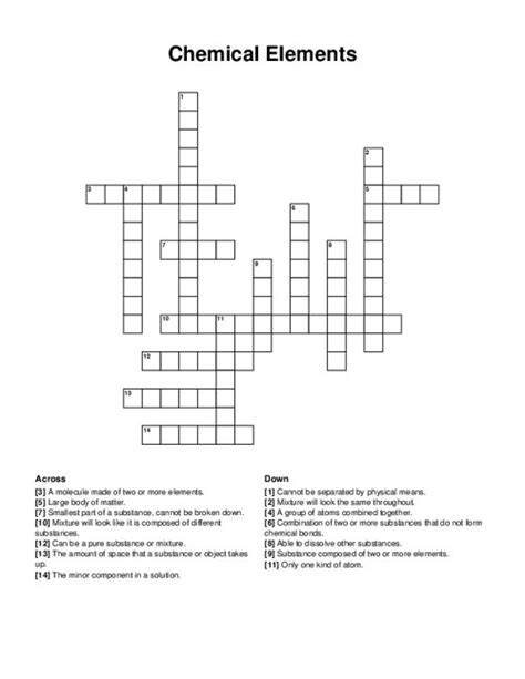 Chemical Elements Crossword Puzzle Answers PDF