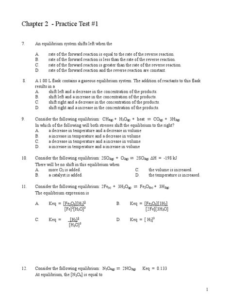 Chemical Equilibrium Practice Test Answers Epub