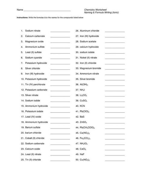 Chemical Names Formulas Worksheet Answers Chapter 6 Reader