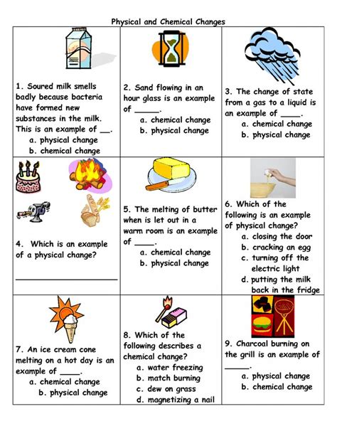 Chemical Physical Change Worksheets Answers Epub