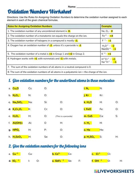 Chemistry A Study Of Matter Worksheet Oxidation Numbers Answers Reader