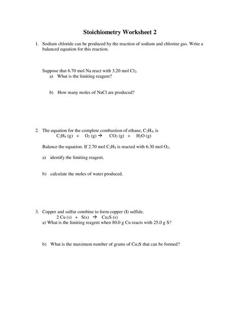 Chemistry Answers Stoichiometry Practice Test Reader