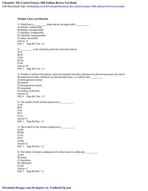 Chemistry Central Science 10th Edition Answer Key Epub