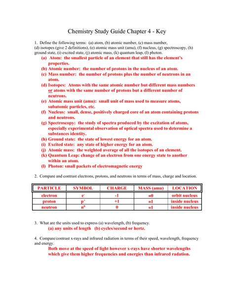 Chemistry Chapter 4 Study Guide Answers Reader