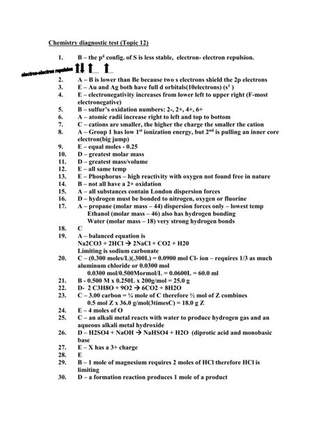 Chemistry Diagnostic Test Topic 12 Answers Kindle Editon