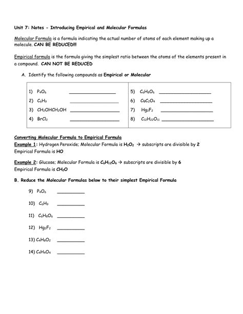 Chemistry Empirical Formula Worksheet Answers Doc