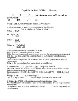 Chemistry Equilibrium Test Answers Reader