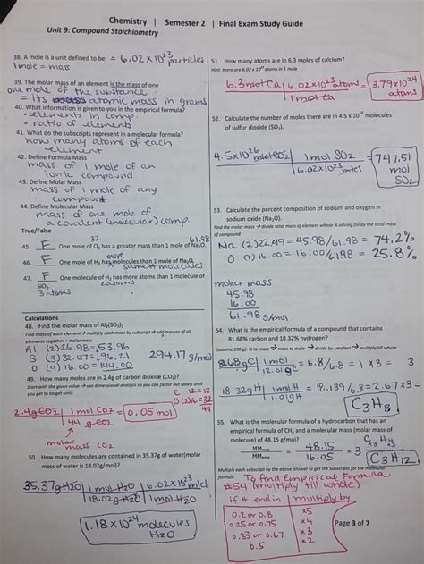 Chemistry Extra Final Exam Study Guide Answers PDF