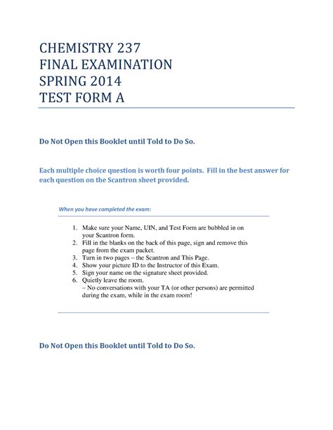 Chemistry Final Exam Spring 2014 Answers Kindle Editon