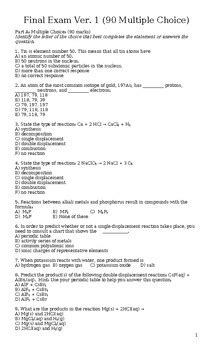 Chemistry Final Exam With Answers Doc