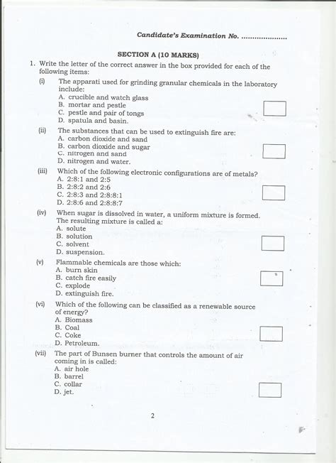 Chemistry Form 2 Past Papers With Answers Doc