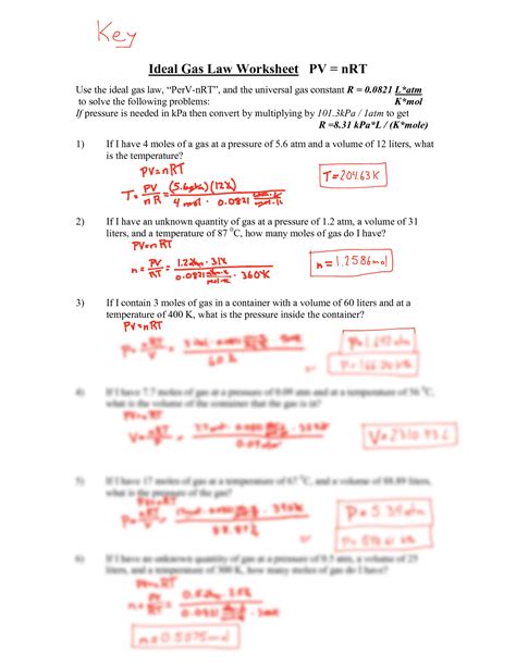 Chemistry Ideal Gas Law Answer Reader