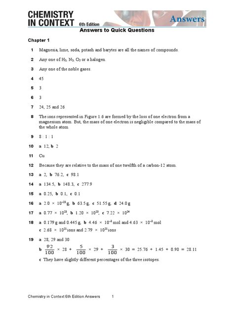 Chemistry In Context 6th Edition Answers Kindle Editon