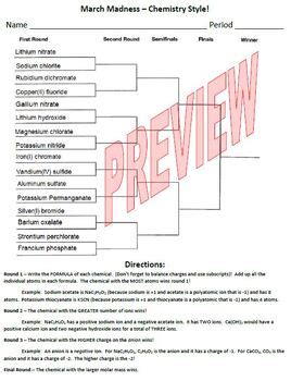 Chemistry March Madness Answers Kindle Editon