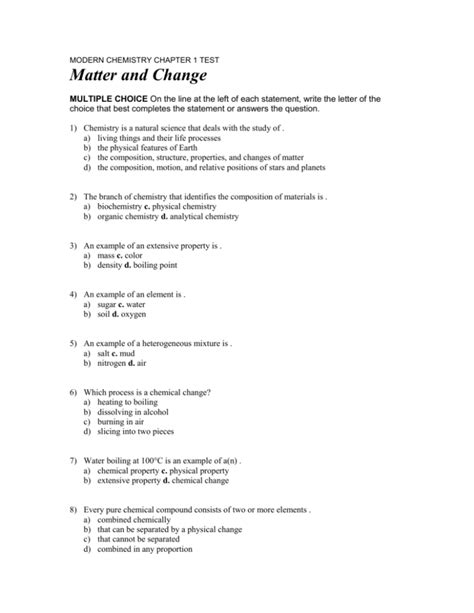 Chemistry Matter And Change Test Answers 14 PDF