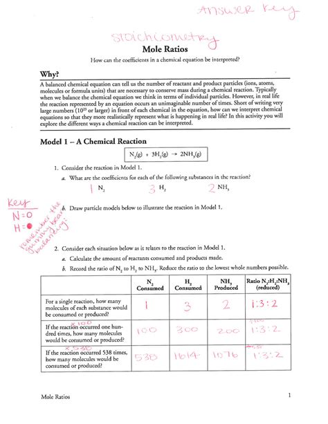 Chemistry Mole Worksheet Answer Key Doc