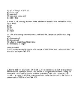 Chemistry Moles Unit Test Answers Reader