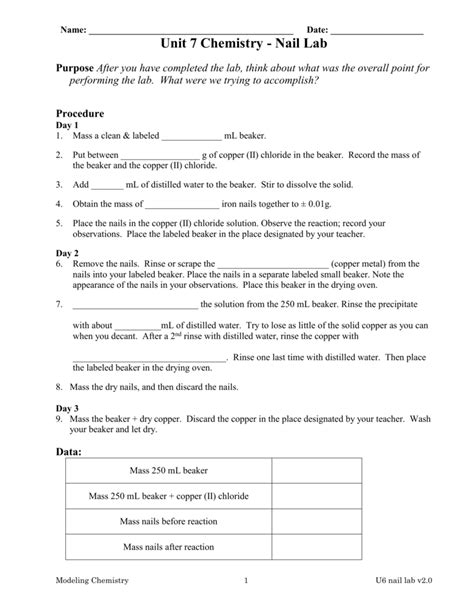 Chemistry Nail Lab Conclusion Answers Epub