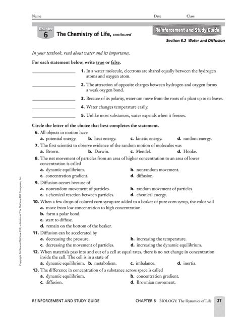 Chemistry Of Life Worksheet Answers Doc