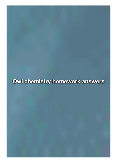 Chemistry Owl Answers PDF