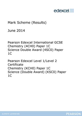 Chemistry Paper 1c Science Double Award Answers January 2014 PDF