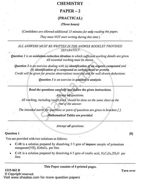 Chemistry Practical 2014 Weac Answer Reader