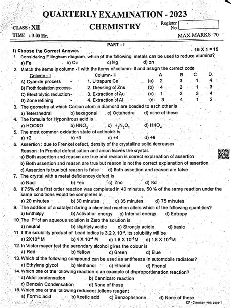 Chemistry Quarterly Exam First Answers Epub