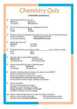 Chemistry Questions And Answers Quiz Reader