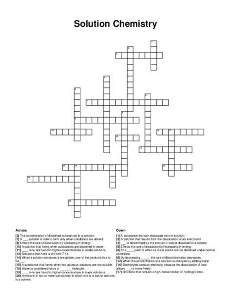 Chemistry Solutions Crossword Reader