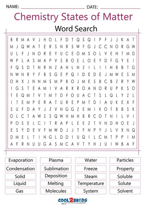 Chemistry States Of Matter Word Search Answer Key Reader