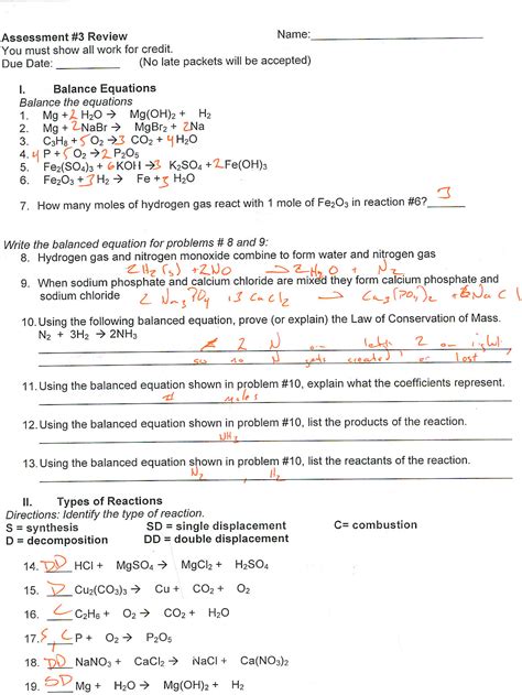 Chemistry Test Answer Key Reader