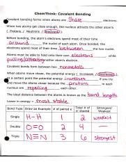 Chemthink Answers Covalent Bonding Reader