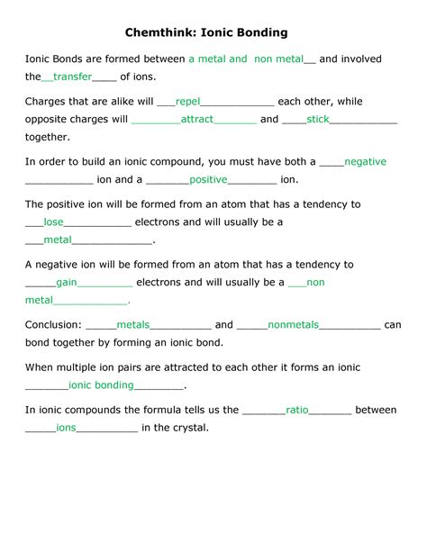 Chemthink Ionic Bonding Answers Epub