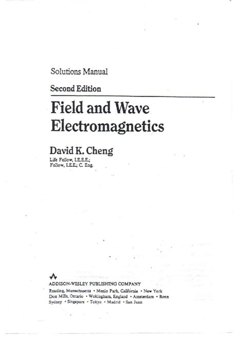 Cheng Field And Wave Electromagnetics Solution Kindle Editon