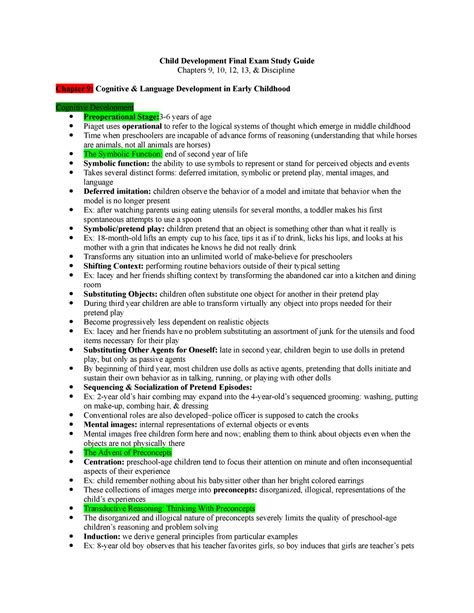 Child Development and Education Study Guide Doc