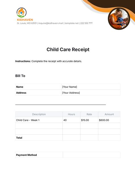Childcare Receipt Template
