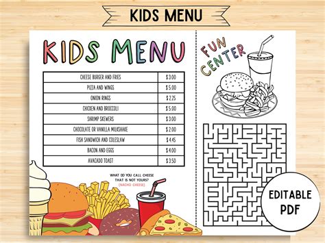 Children's Menu Template