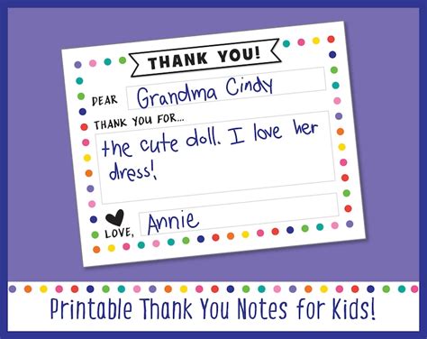 Children's Thank You Note Template
