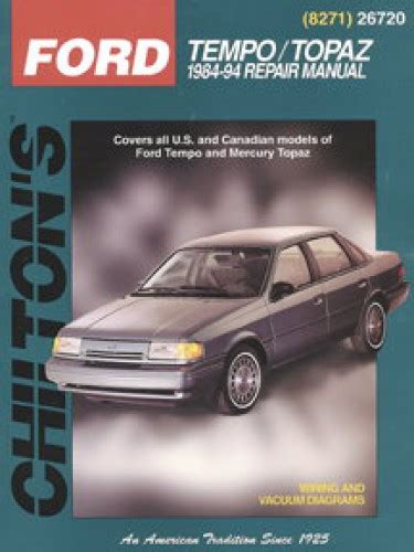 Chiltons 1994 Ford Tempo Repair Manual Free  Ebook The Epub