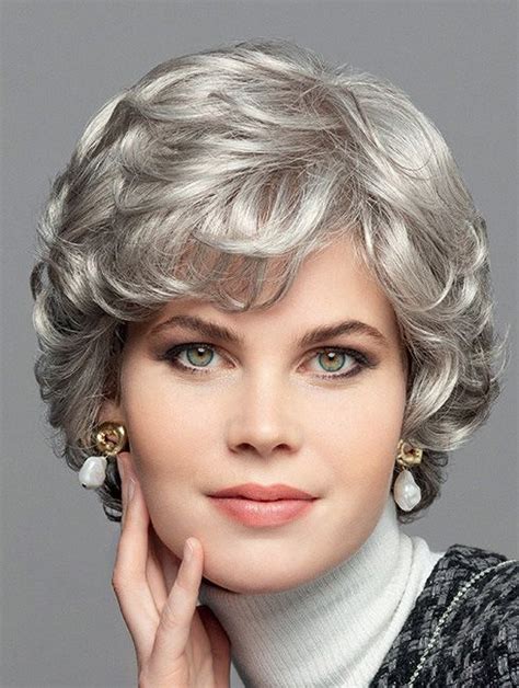 Chin Length Curly 100% Hand-tied Synthetic 10" Grey Wig