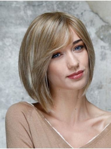 Chin Length Straight 100% Hand-tied Blonde Synthetic Modern Bob Hairstyles