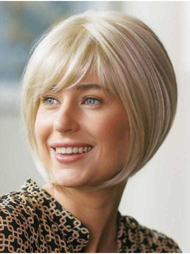 Chin Length Straight Monofilament Blonde Synthetic Ideal Bob Wigs