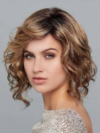 Chin Length Wavy Monofilament Synthetic 12" Natural Bob Wigs