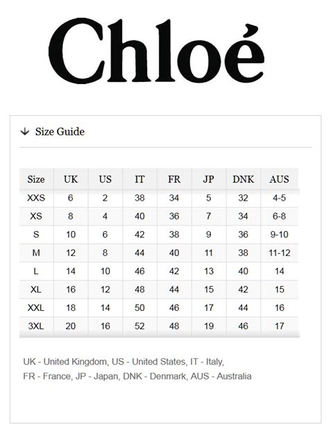 Chloe Shoe Size Chart