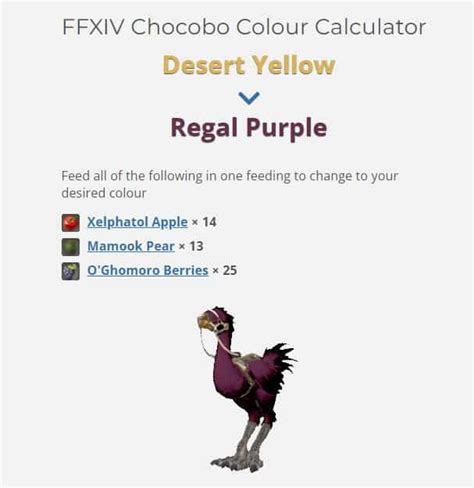 Chocobo Colour Calculator: Discover Your Perfect Chocobo Shade!