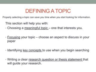 Choose a meaningful topic: