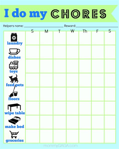 Chore Chart For Preschoolers