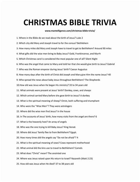 Christmas Bible Trivia With Answers PDF